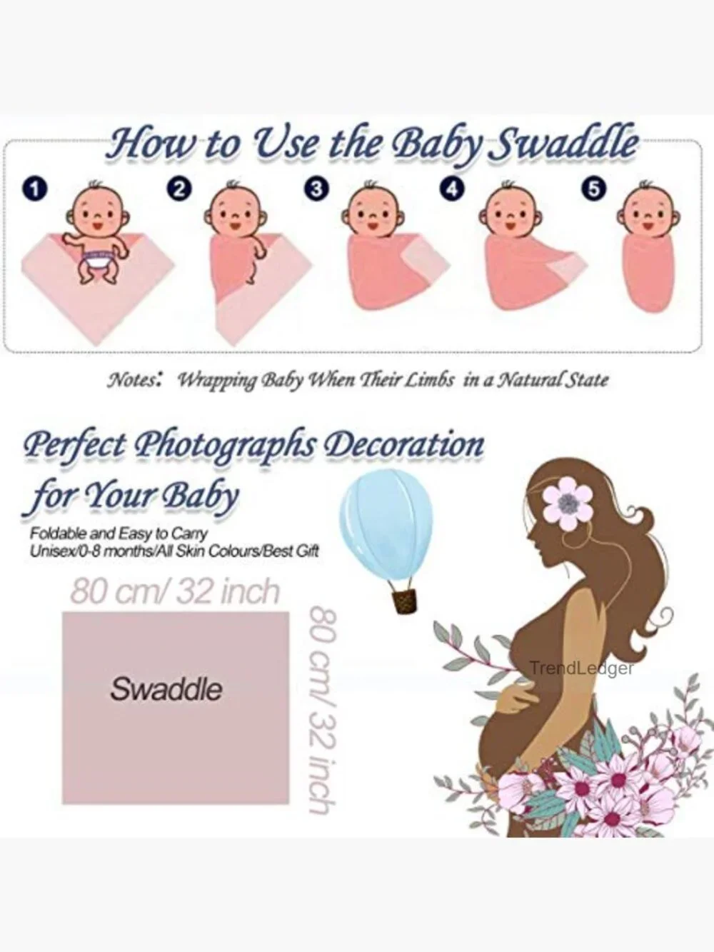Maternity Robe with Matching Baby Swaddle Blanket Set